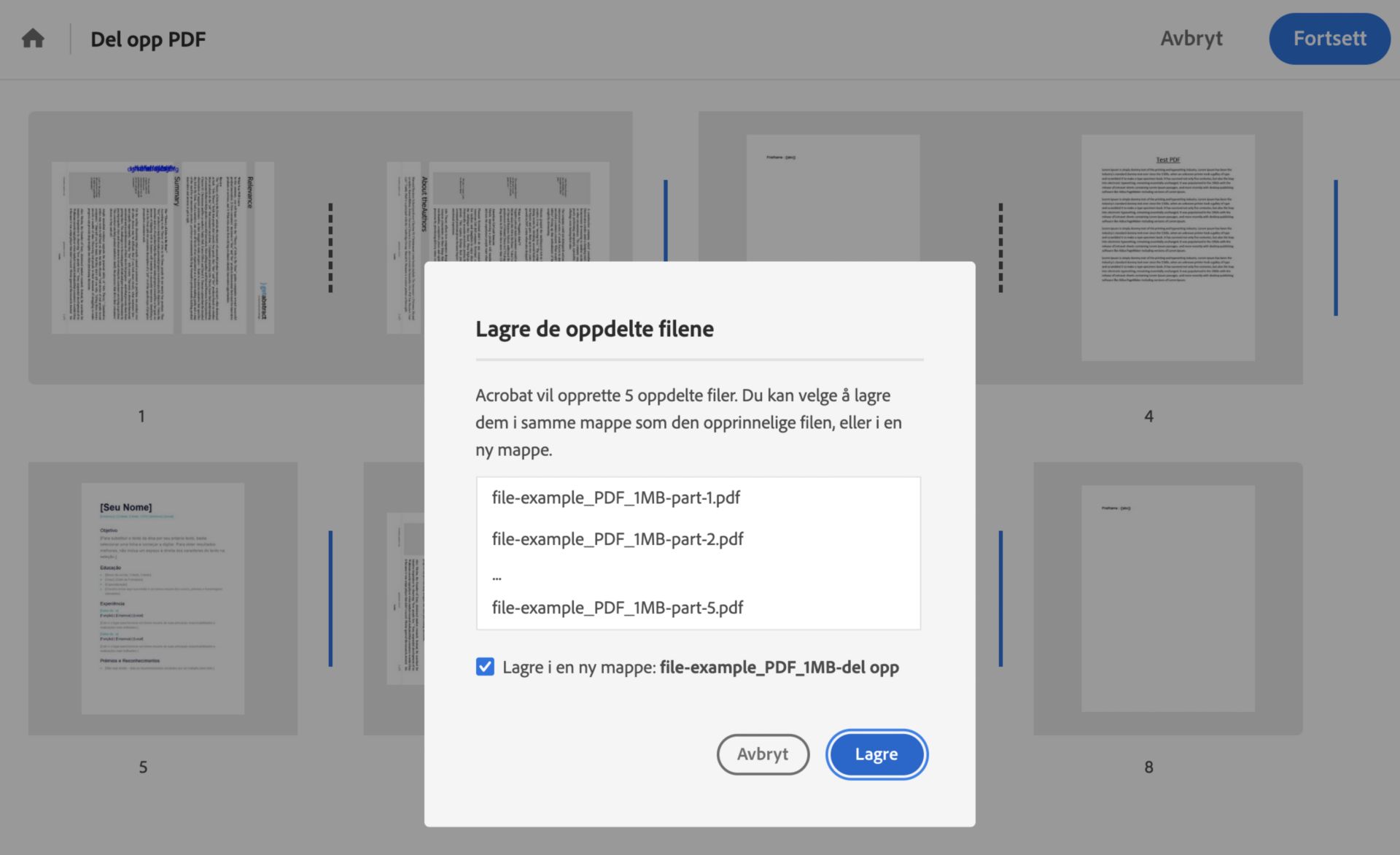 Lagre PDF-filene i den samme eller en ny mappe