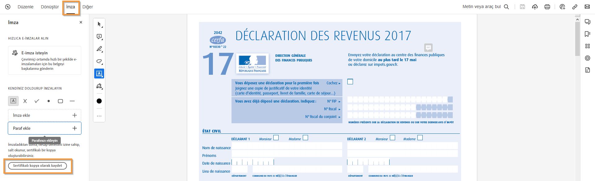 Onaylı kopya olarak kaydet