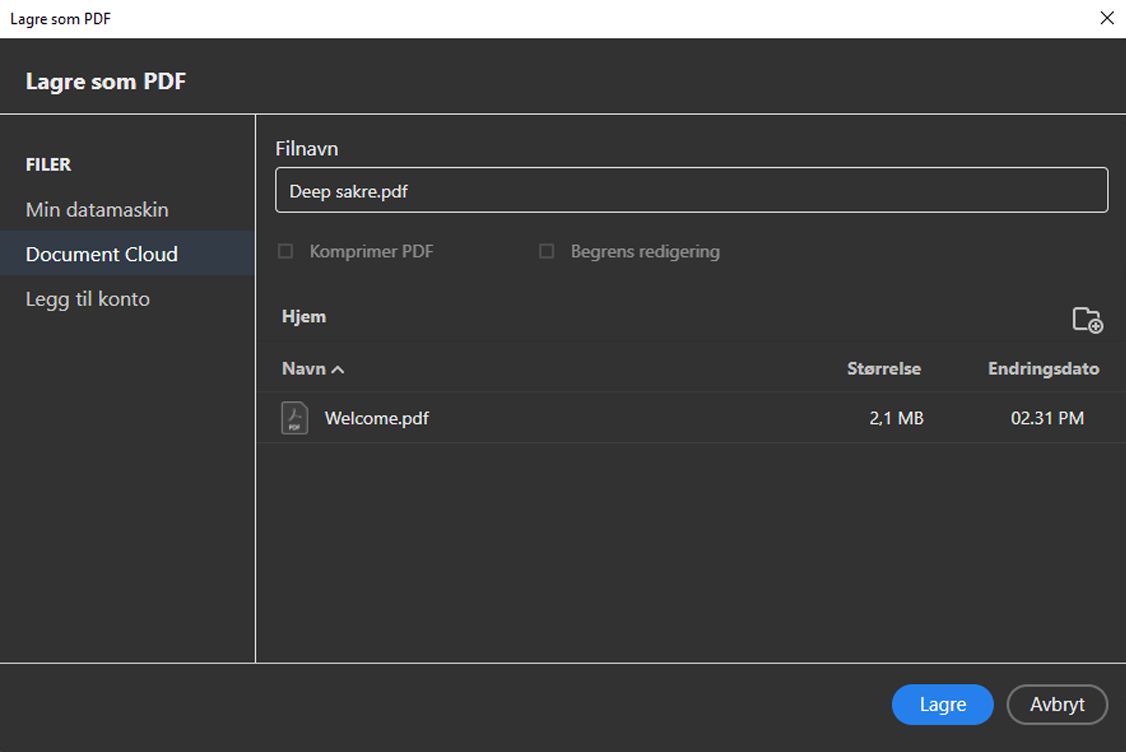 Lagre som-dialogboksen