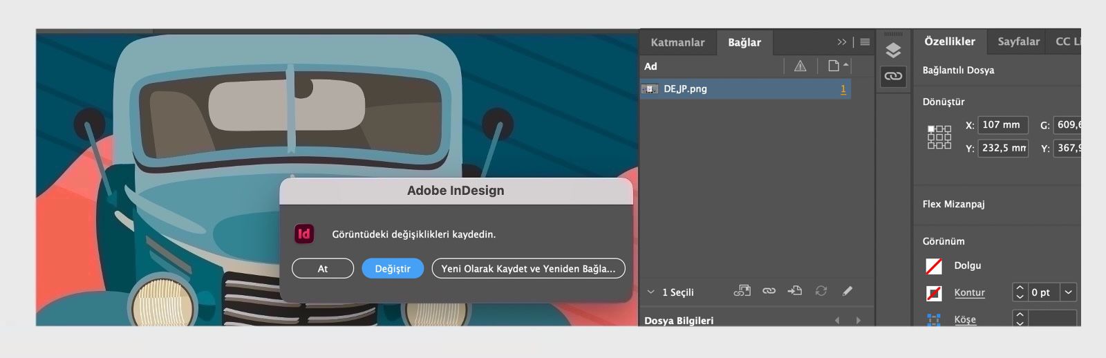 Gömülü görüntüler için Yeni Olarak Kaydet ve Değiştir iletişim kutusunun ekran görüntüsü.