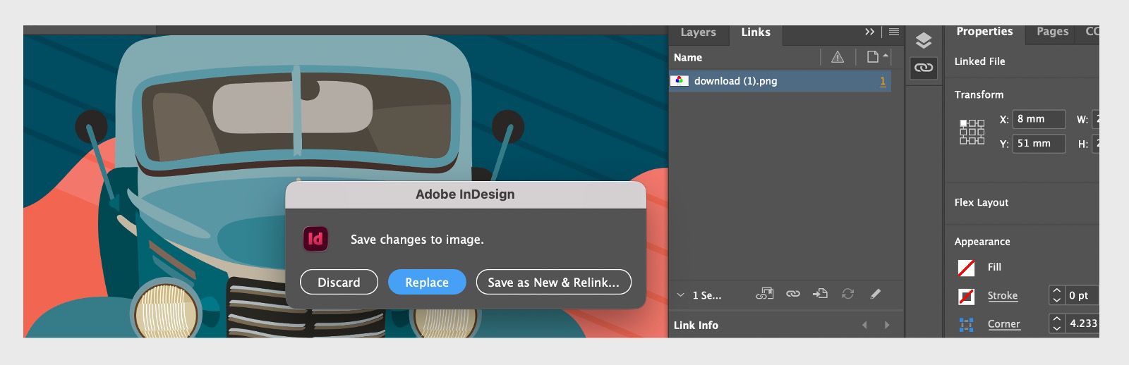 Screenshot of the Save as New & Replace dialog box for embedded images.