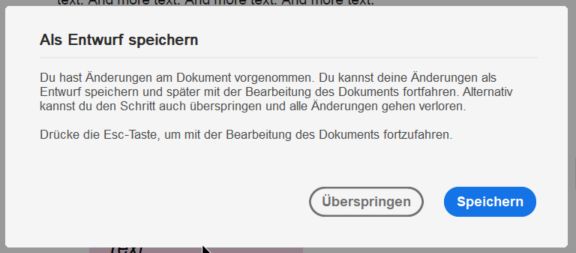Vereinbarungsentwurf speichern