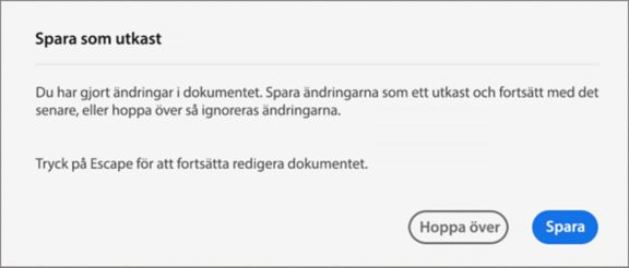 Spara avtalsutkast