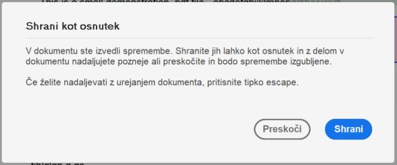 Shranjevanje osnutka pogodbe
