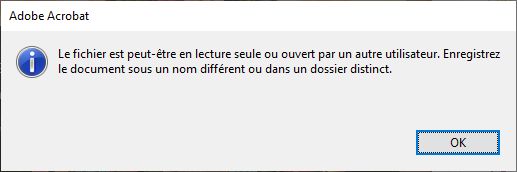Message d’erreur lorsque vous enregistrez un fichier PDF dans Acrobat