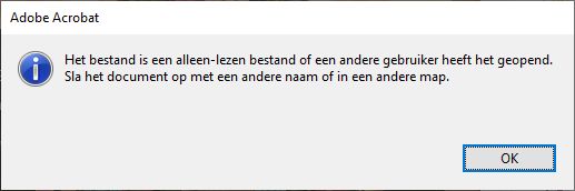 Foutbericht bij het opslaan van een PDF-bestand in Acrobat