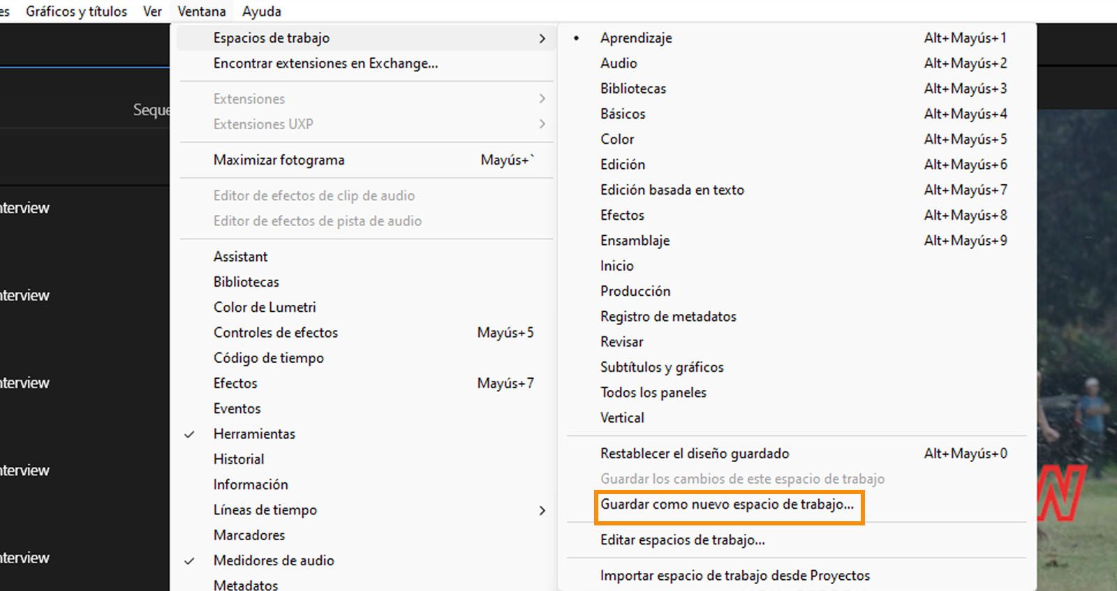 Se muestra el cuadro de diálogo Nuevo espacio de trabajo con una opción para introducir un nombre para el espacio de trabajo. 