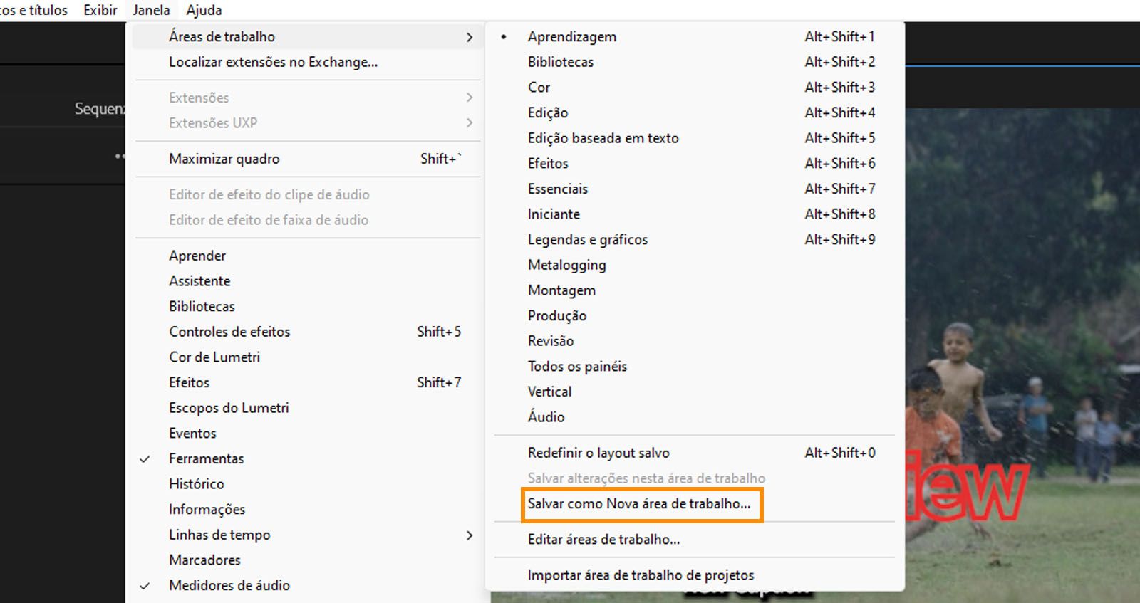 A caixa de diálogo Novo espaço de trabalho é exibida com uma opção para inserir um nome para o espaço de trabalho. 