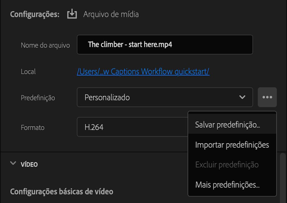 Salvar a predefinição