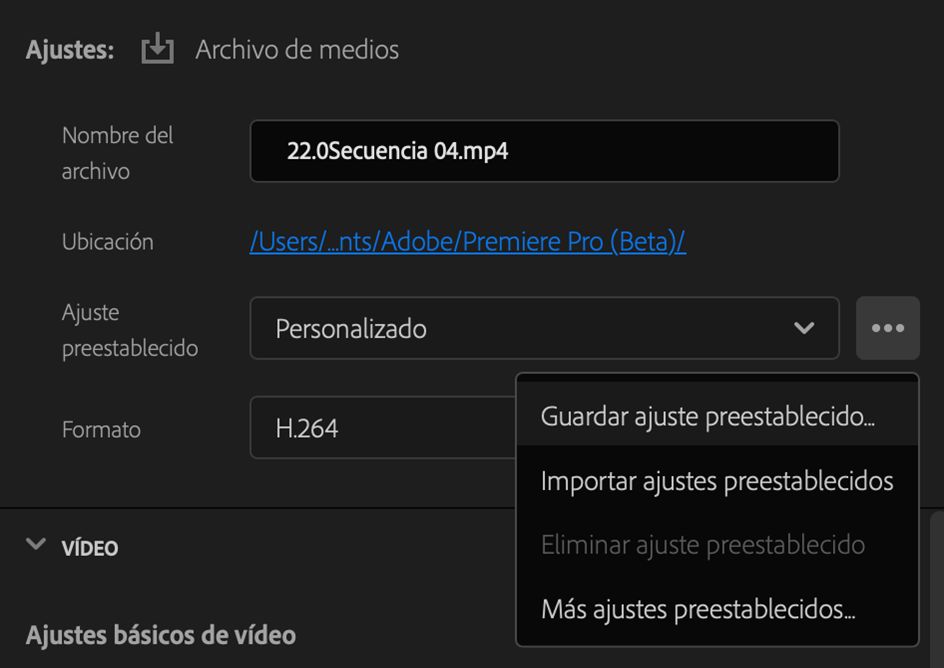 Guardando el ajuste preestablecido