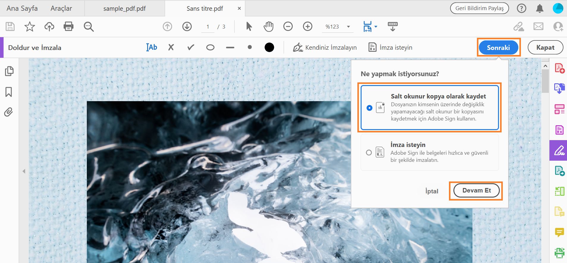 Salt okunur kopya olarak kaydet