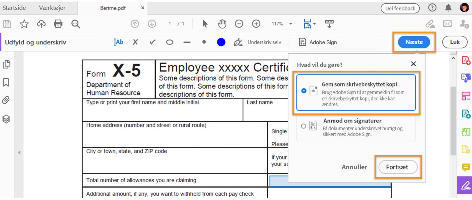 Gem som en skrivebeskyttet kopi