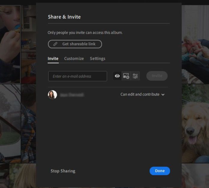 Teilen und einladen in Lightroom