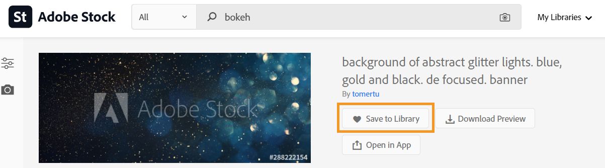 将 Adobe Stock 图像保存到库中