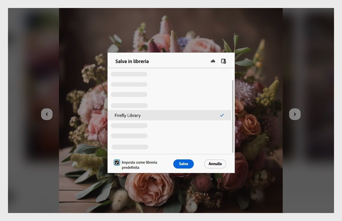 Nella finestra di dialogo Salva nella libreria sono elencate tutte le cartelle nelle librerie in cui è possibile salvare l'immagine.