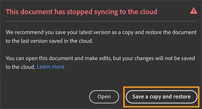Save a copy and restore (Salva una copia e ripristina)