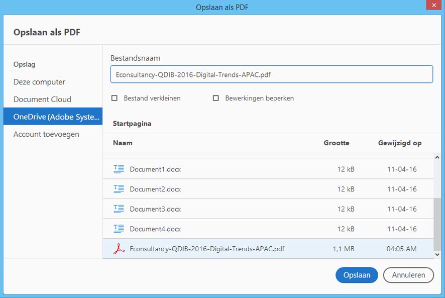 Aangepast dialoogvenster Opslaan als