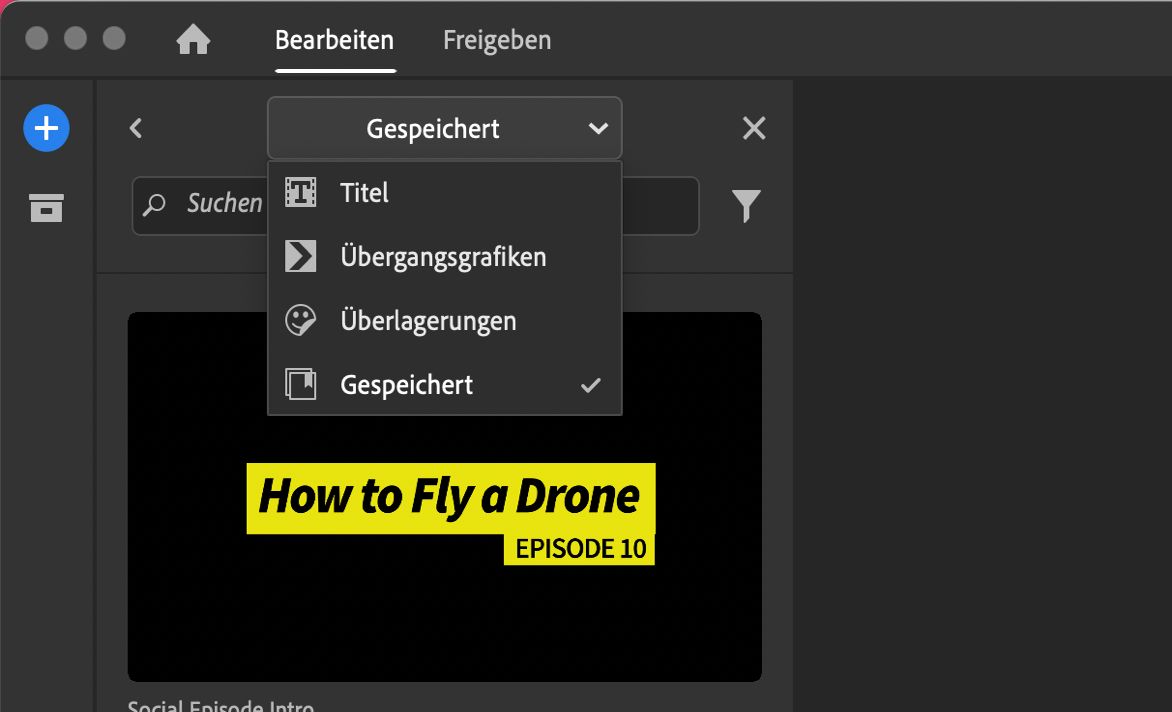 Gespeicherter Abschnitt des Grafikmedienbrowsers