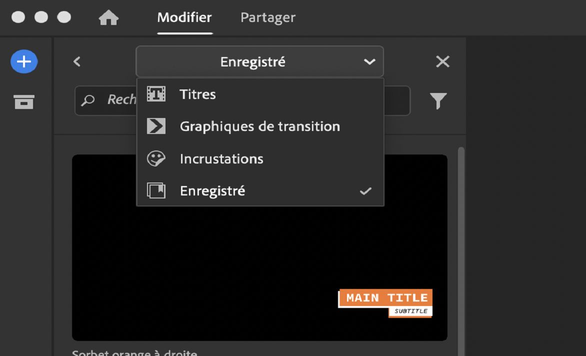 Section Enregistré de l’Explorateur de médias Images