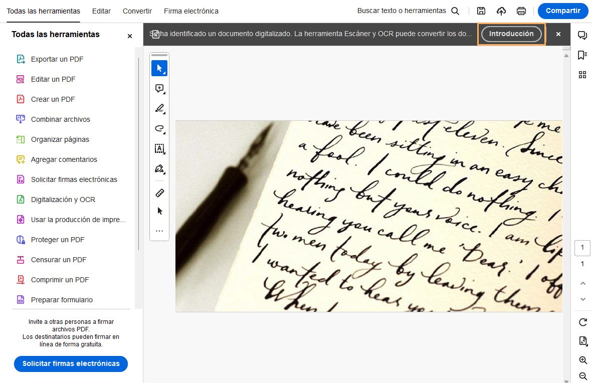 Reconoce el texto de los archivos digitalizados con Acrobat Reader.