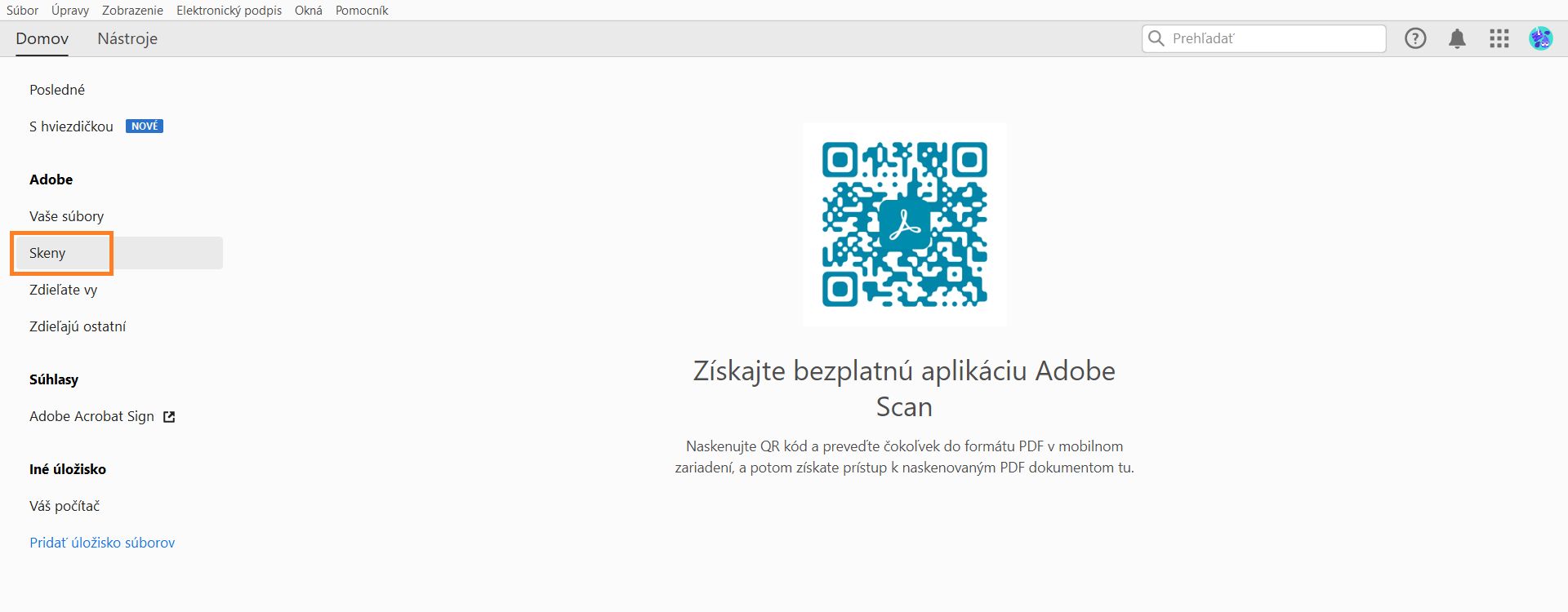 Nainštalujte aplikáciu Scan