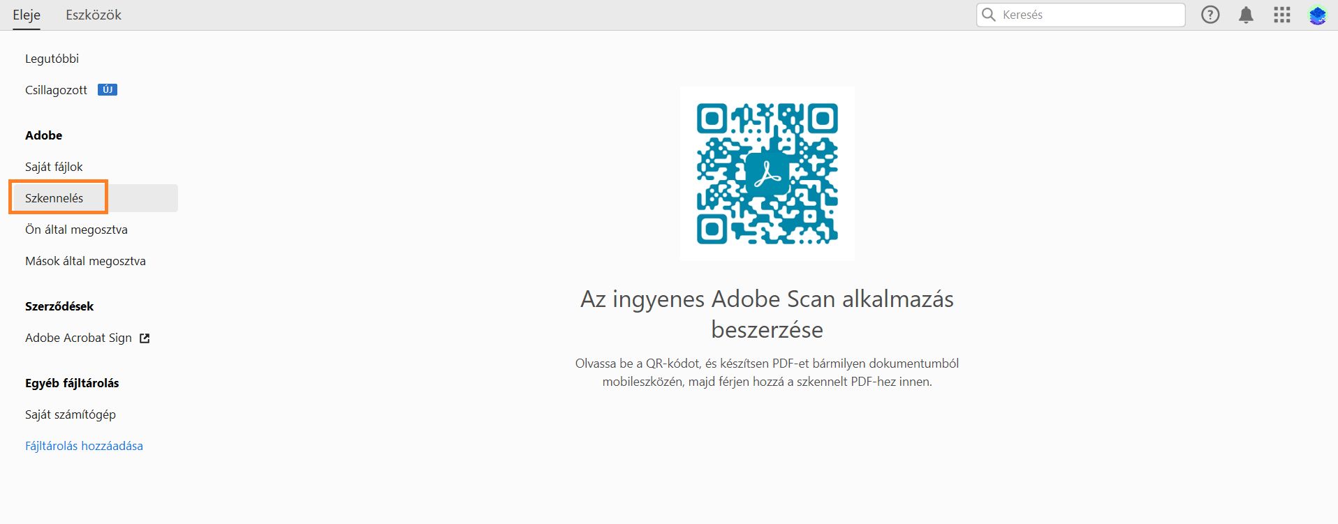 A Scan alkalmazás telepítése