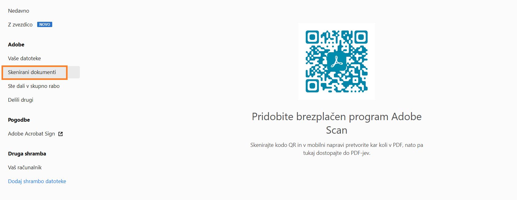 Namestitev programa Scan