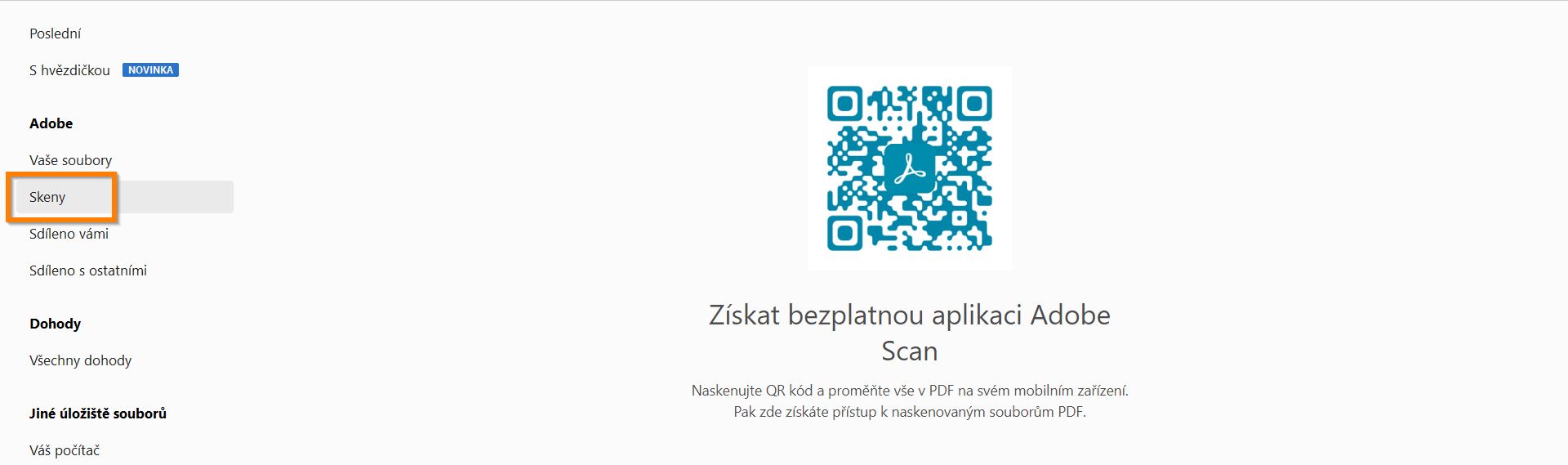 Instalace aplikace Scan