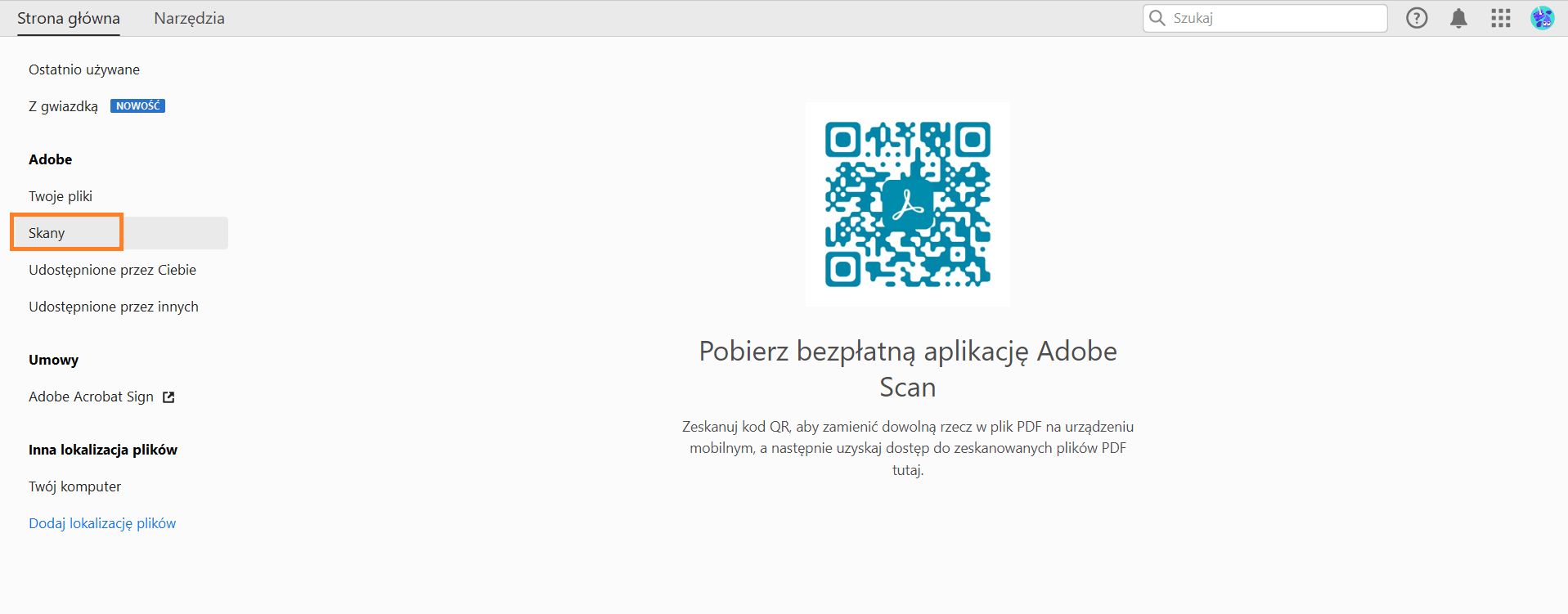 Instalowanie aplikacji Scan