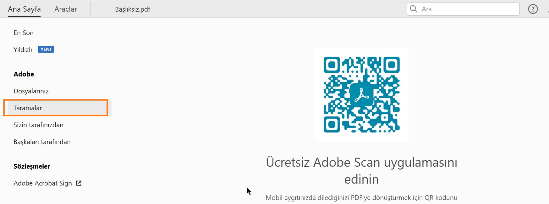 Scan uygulamasını yükleme