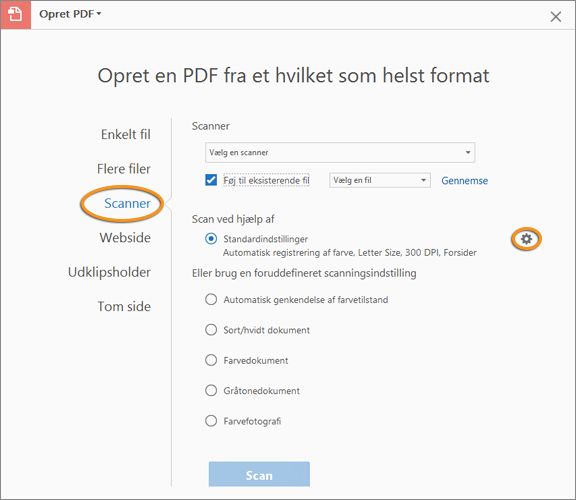 Ny grænseflade til appen Scan