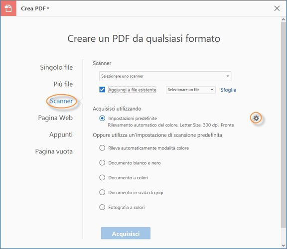 Nuova interfaccia utente per l’app di acquisizione