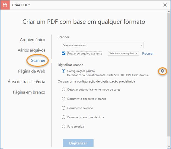 Nova interface do usuário para o aplicativo de digitalização