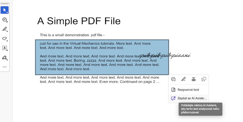 místní nabídka pro obrázek v naskenovaném souboru PDF