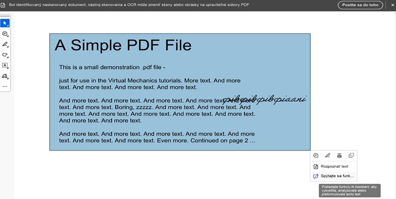 ponuka skratiek pre obrázok v naskenovanom súbore PDF
