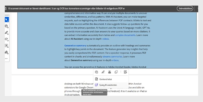 genvejsmenu til et billede i en scannet PDF