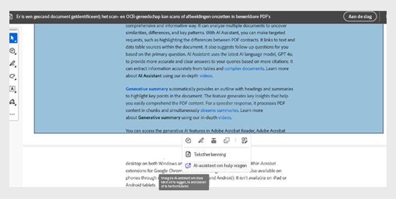 snelmenu voor een afbeelding in een gescande PDF
