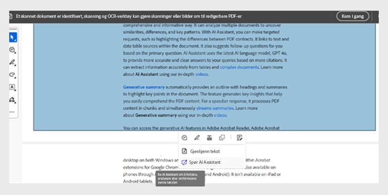 hurtigmeny for et bilde i en skannet PDF