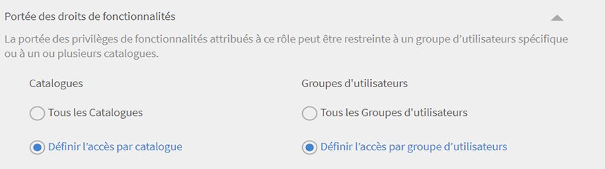 Portée des droits de fonctionnalités