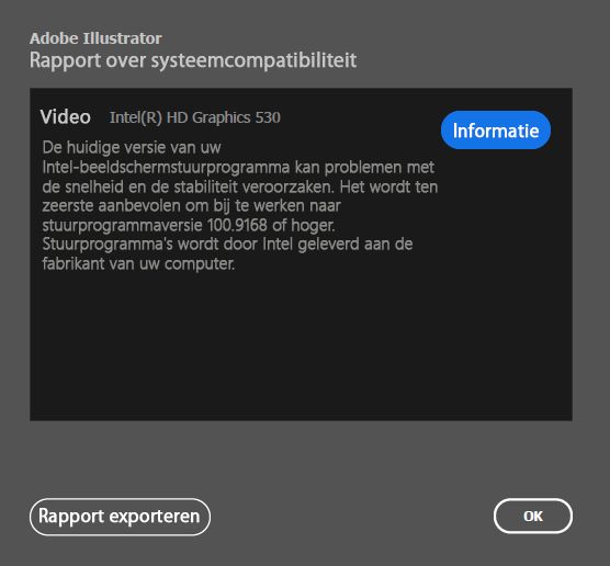Systeemcompatibiliteitsrapport voor GPU-stuurprogramma's van Intel