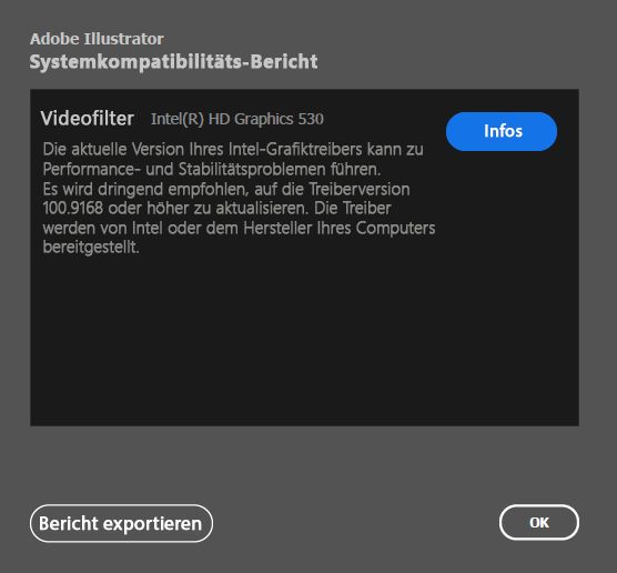 Systemkompatibilitätsbericht für INTEL-GPU-Treiber