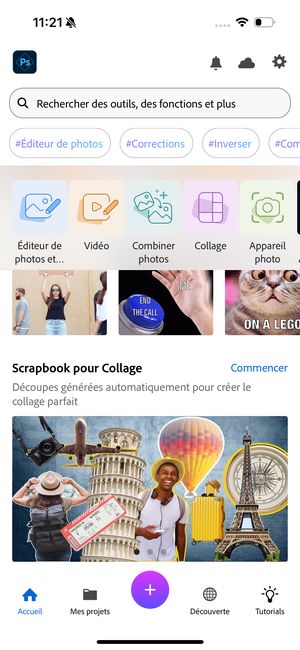 Scrapbook pour collage sur l’écran d’accueil