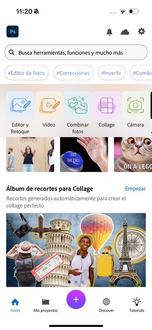 Álbum de recortes para collage en la pantalla de inicio