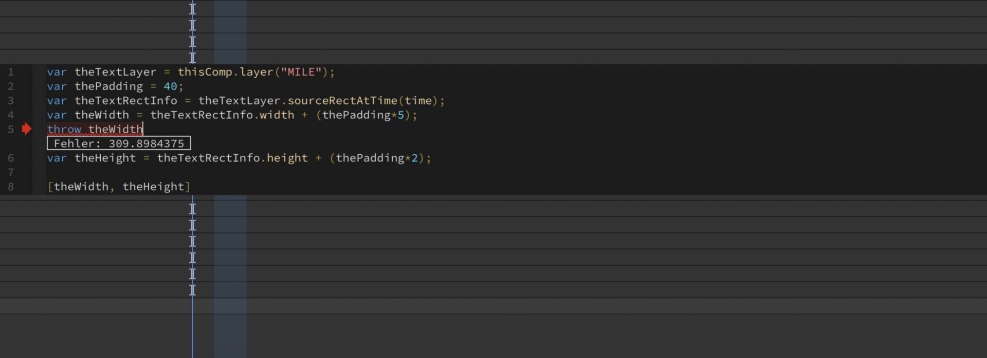 throw für Inline-Debugging von Expressions