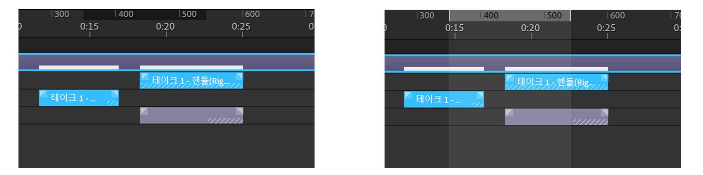 A) 비활성화된 작업 영역 B) 활성화된 작업 영역