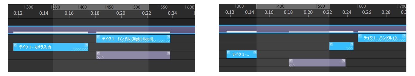 A）操作前 B）時間を挿入