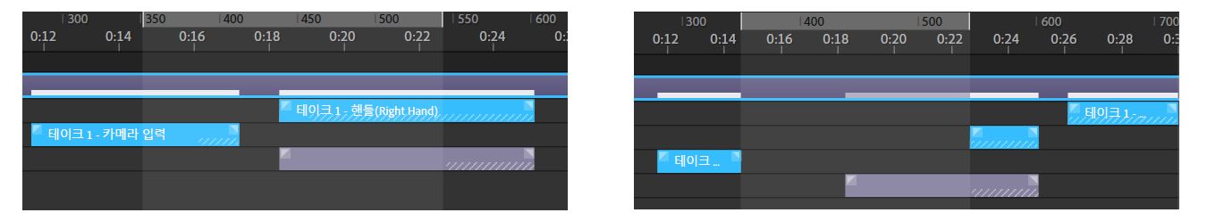 A) 시간 삽입 전 B) 시간 삽입