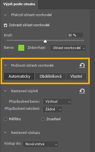 Možnosti oblasti vzorkování