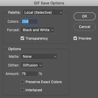 Boîte de dialogue Options d’enregistrement GIF