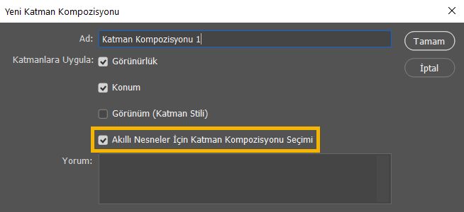 Akıllı Nesne ve Katman Kompozisyonu izleme